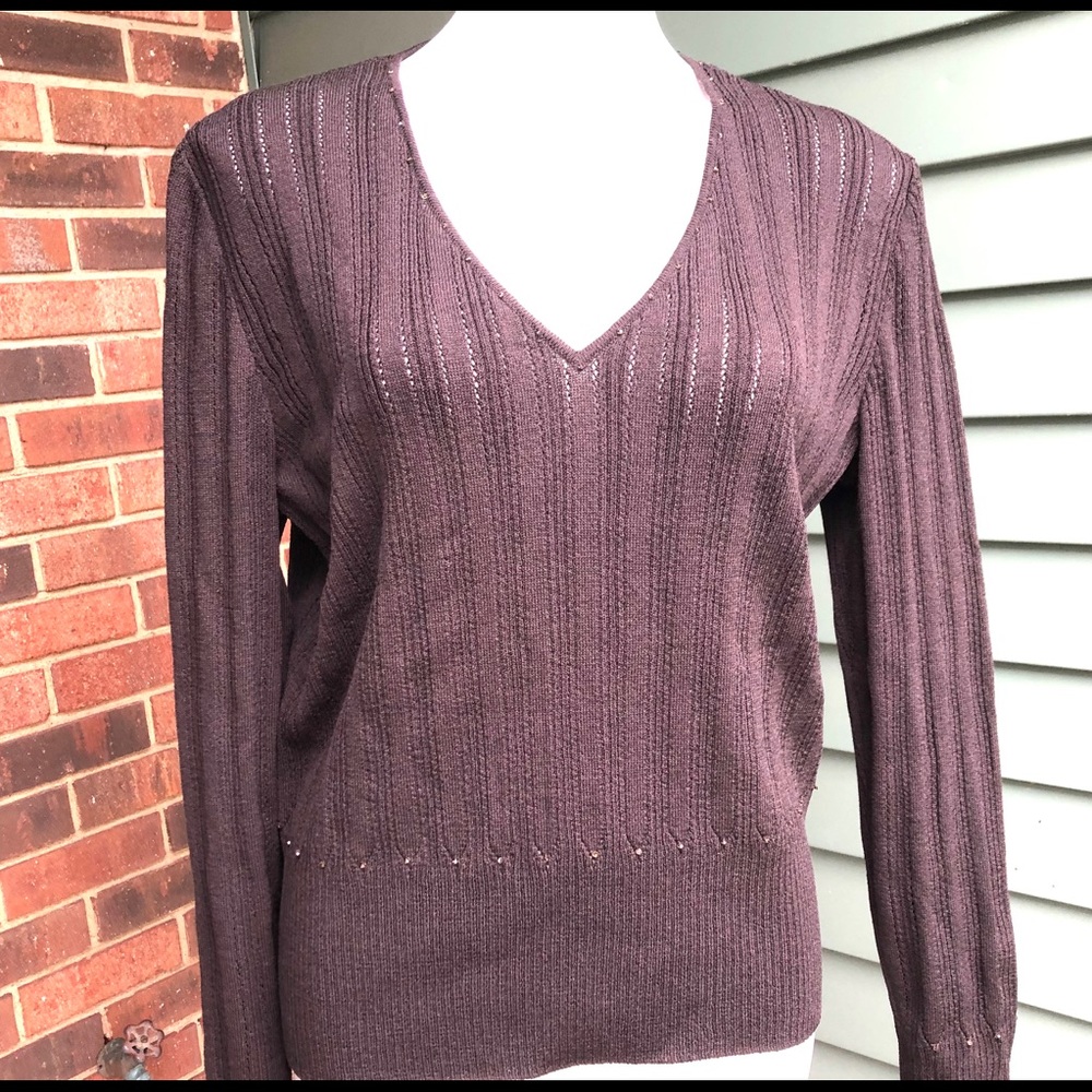 Fancy Beaded V -Neck Sweater